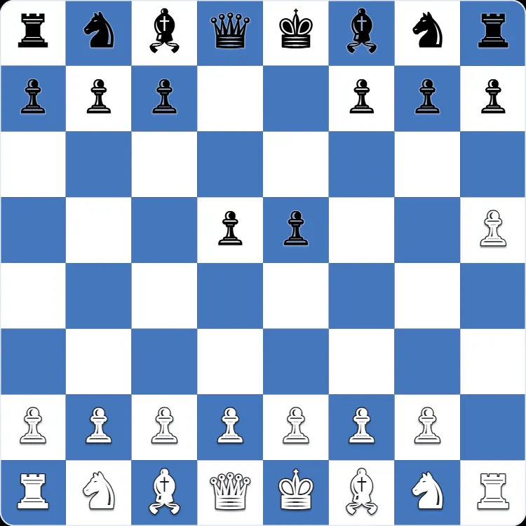 The starting position of the Kadas Opening, after 1.h4 e5 2.h5 d5