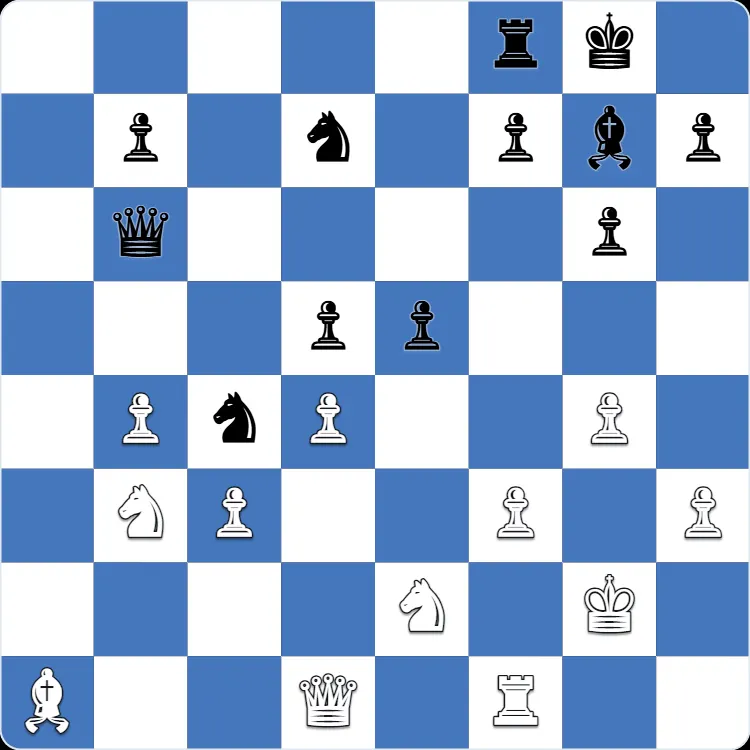 King's Fianchetto Opening: the position just before 21.Nc5, the move that turned Anton Shuravin's own game