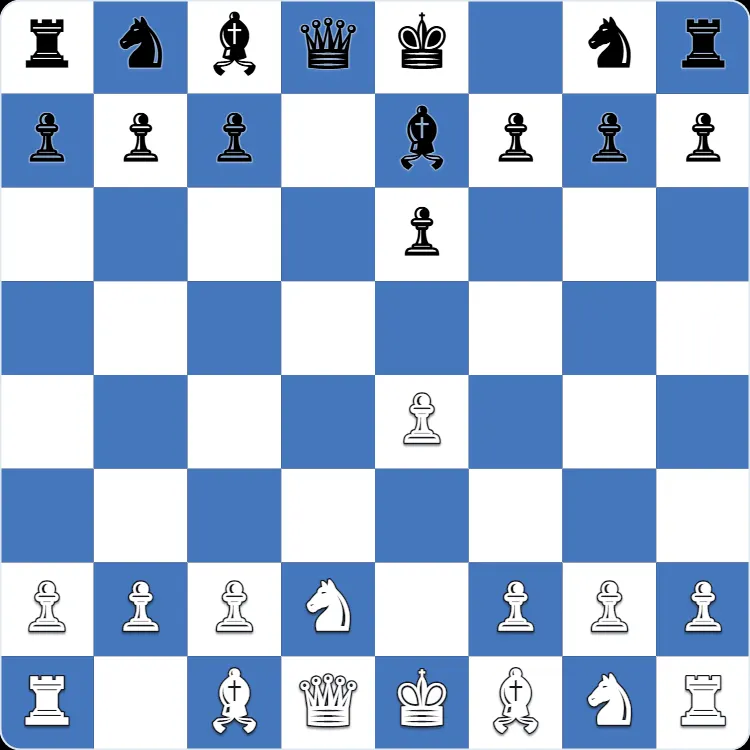 King's Indian Attack: the position after 4...Be7 in Anton Shuravin's own game as Black