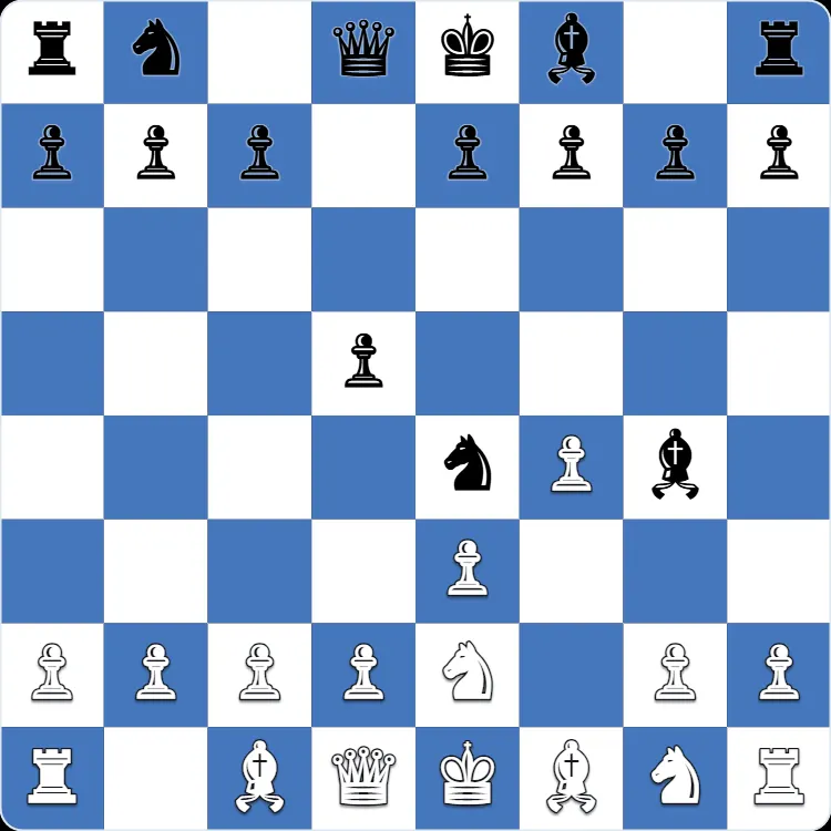 Van Geet Opening: the position after 4...Ne4 in Anton Shuravin's own game as Black