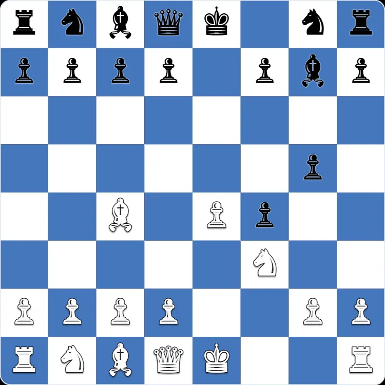 Gambito de rey: la posición tras 4...Bg7 en una partida propia de Anton Shuravin con negras