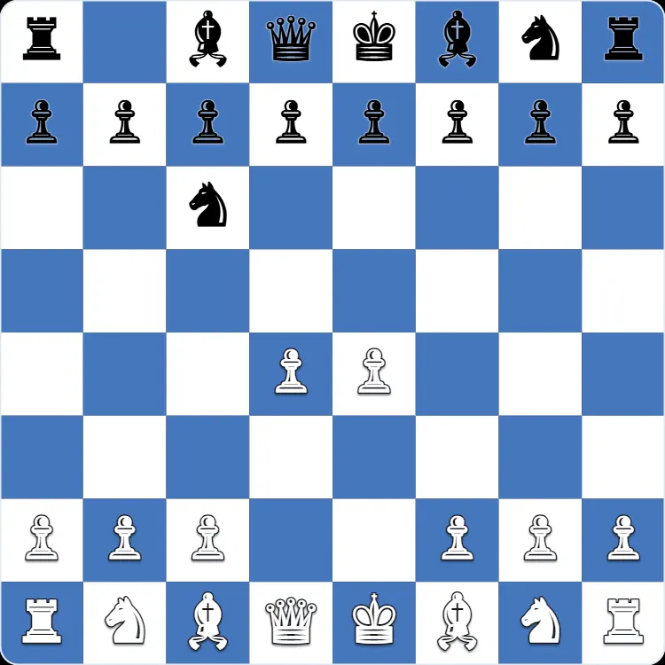 The starting position of the Nimzowitsch Defense, after 1.e4 Nc6 2.d4
