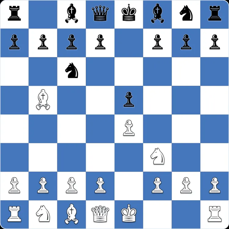 The starting position of the Ruy Lopez, after 1.e4 e5 2.Nf3 Nc6 3.Bb5