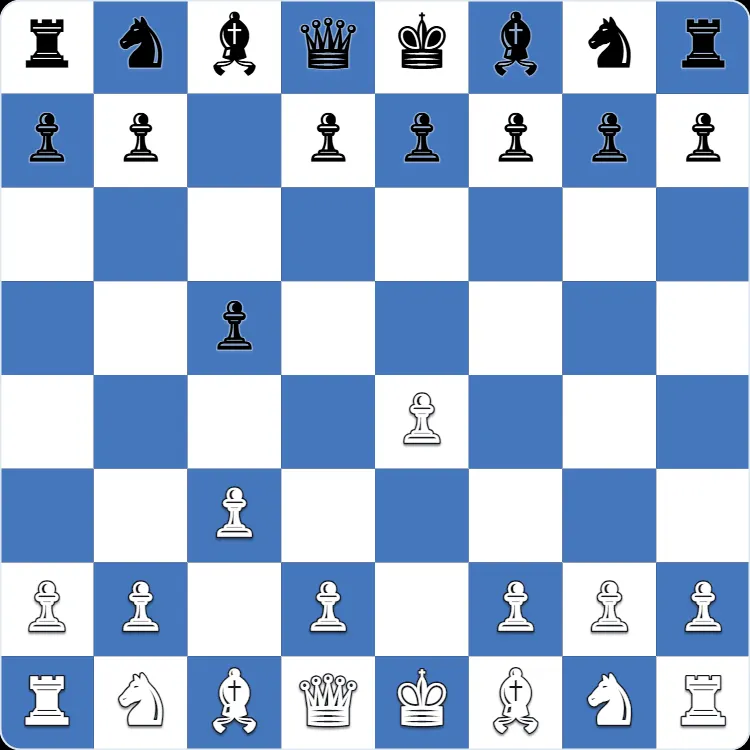 The starting position of the Alapin Sicilian, after 1.e4 c5 2.c3