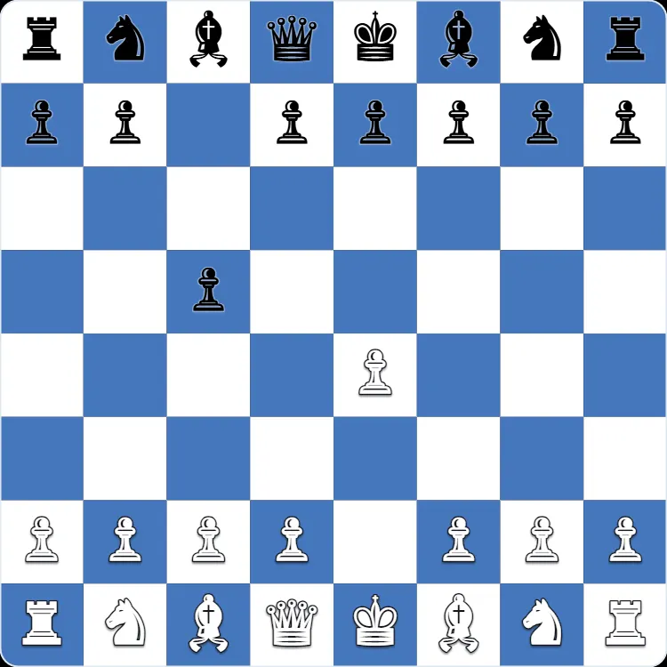 The starting position of the Sicilian Defense, after 1.e4 c5