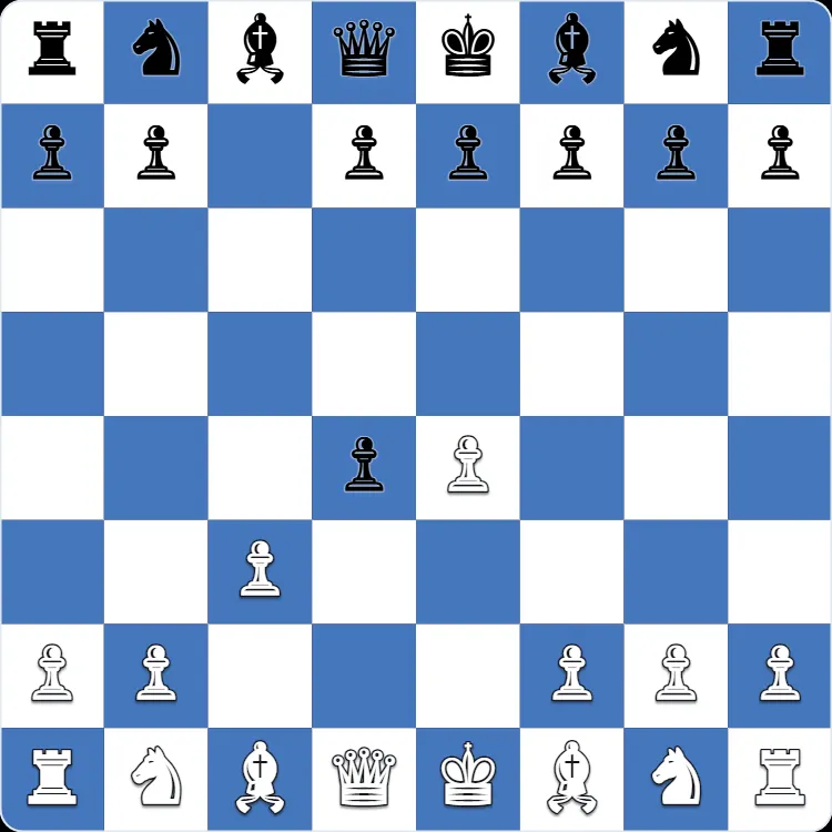 Posición inicial del gambito Smith-Morra, tras 1.e4 c5 2.d4 cxd4 3.c3