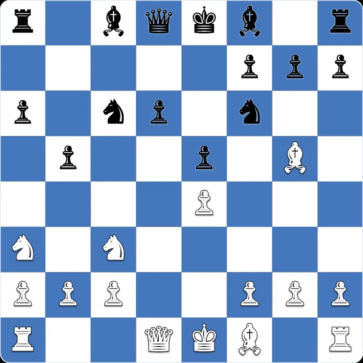 The starting position of the Sveshnikov Sicilian, after 1.e4 c5 2.Nf3 Nc6 3.d4 cxd4 4.Nxd4 Nf6 5.Nc3 e5 6.Ndb5 d6 7.Bg5 a6 8.Na3 b5