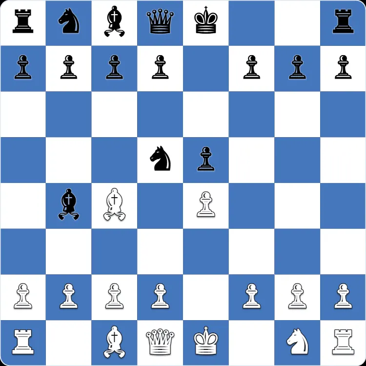 Vienna Game: the position after 4...Nxd5 in Anton Shuravin's own game as Black