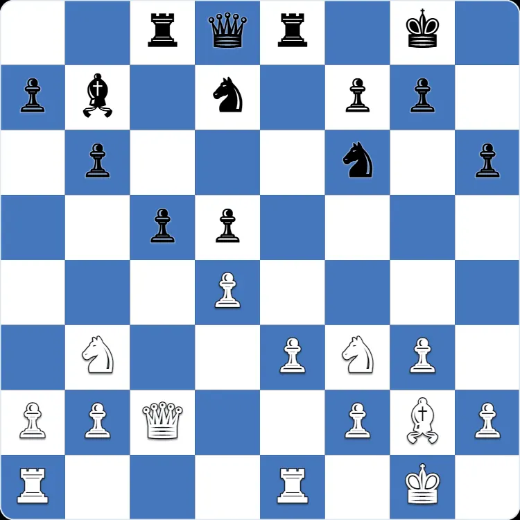 Catalan Opening: the position just before 16.e4, the move that turned Anton Shuravin's own game