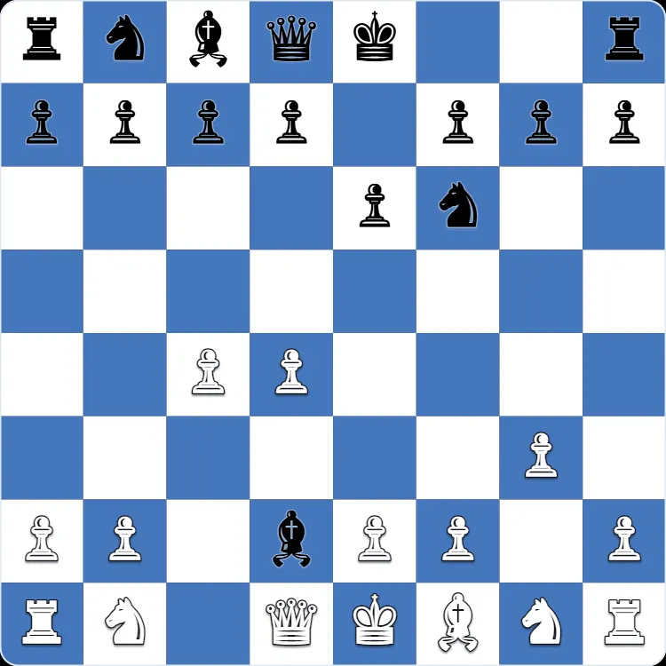 Catalan Opening: the position after 4...Bxd2+ in Anton Shuravin's own game as Black