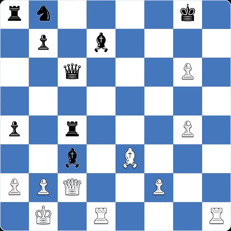 Colle System: the position just before 28.g7, the move that turned Anton Shuravin's own game
