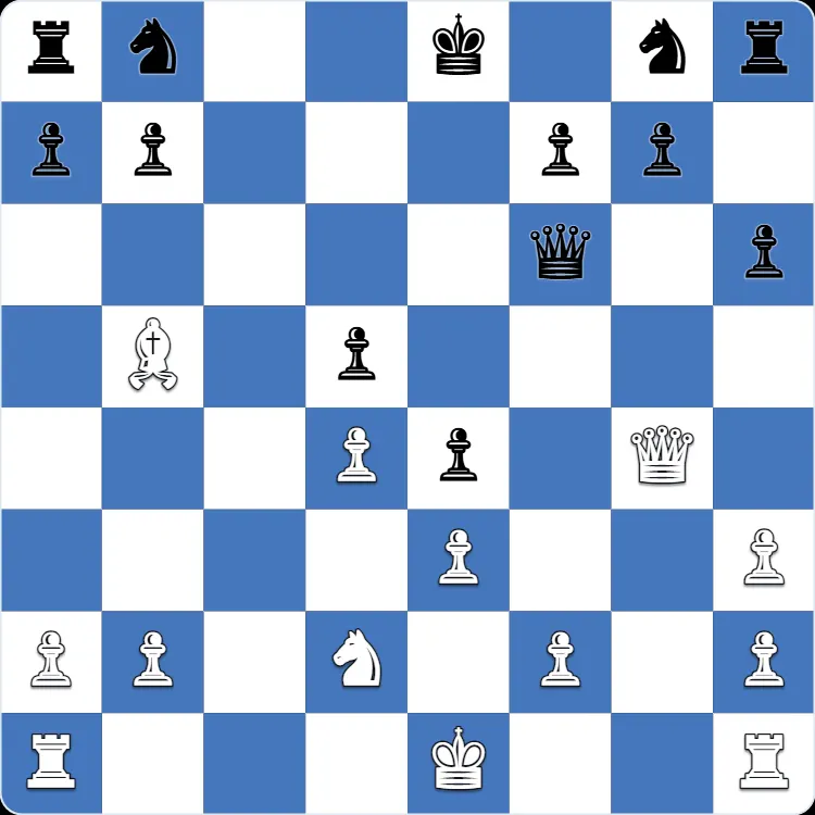 Gambito Englund: la posición justo antes de 12...Kf8, la jugada que cambió la propia partida de Anton Shuravin