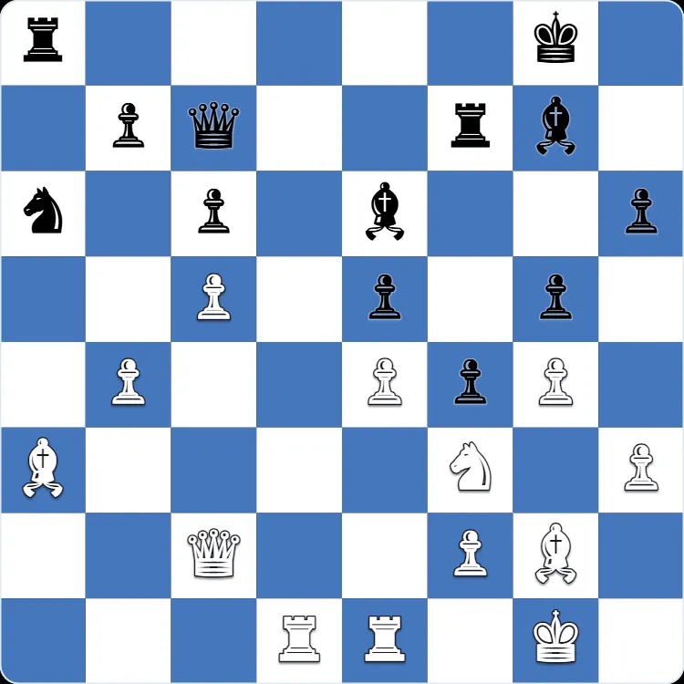King's Indian Defense: the position just before 25...Re8, the move that turned Anton Shuravin's own game
