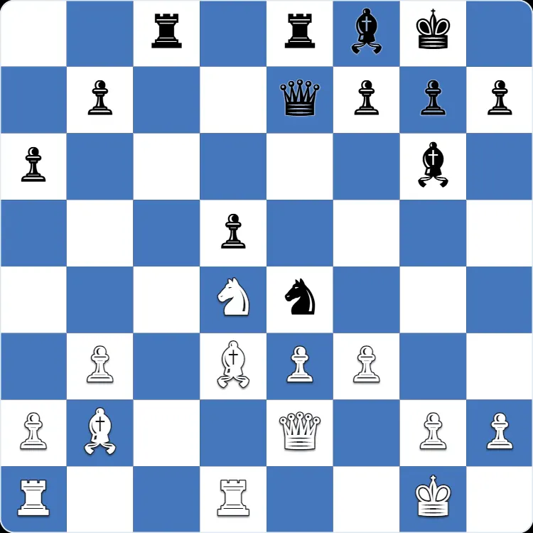 Tarrasch Defense: the position just before 21...Nc5, the move that turned Anton Shuravin's own game