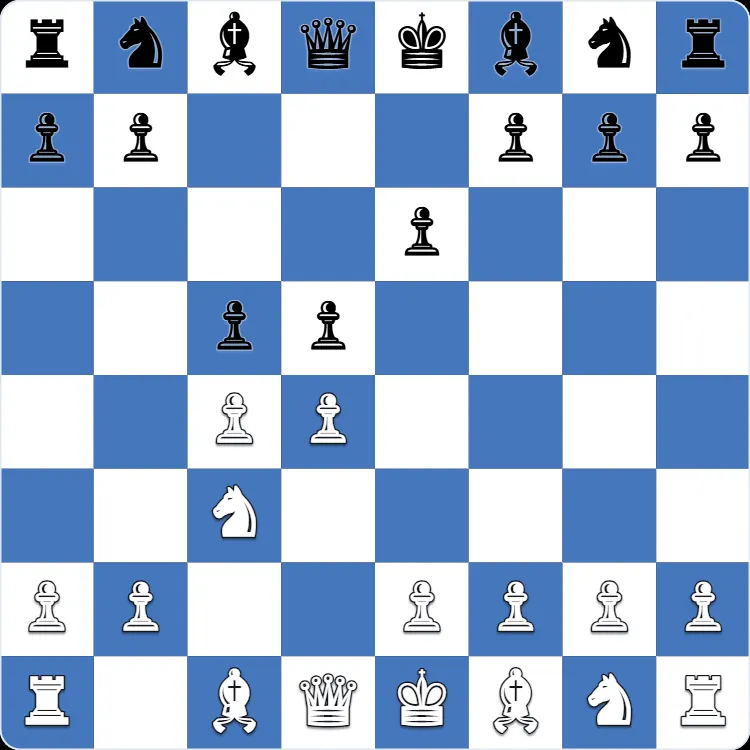 The starting position of the Tarrasch Defense, after 1.d4 d5 2.c4 e6 3.Nc3 c5