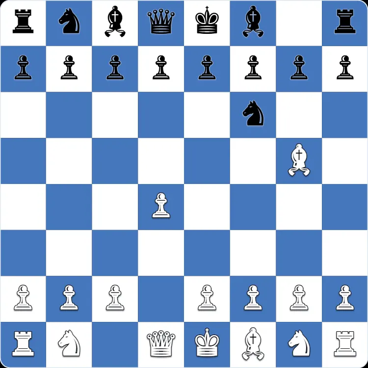 La posición inicial del ataque Trompowsky, tras 1.d4 Nf6 2.Bg5
