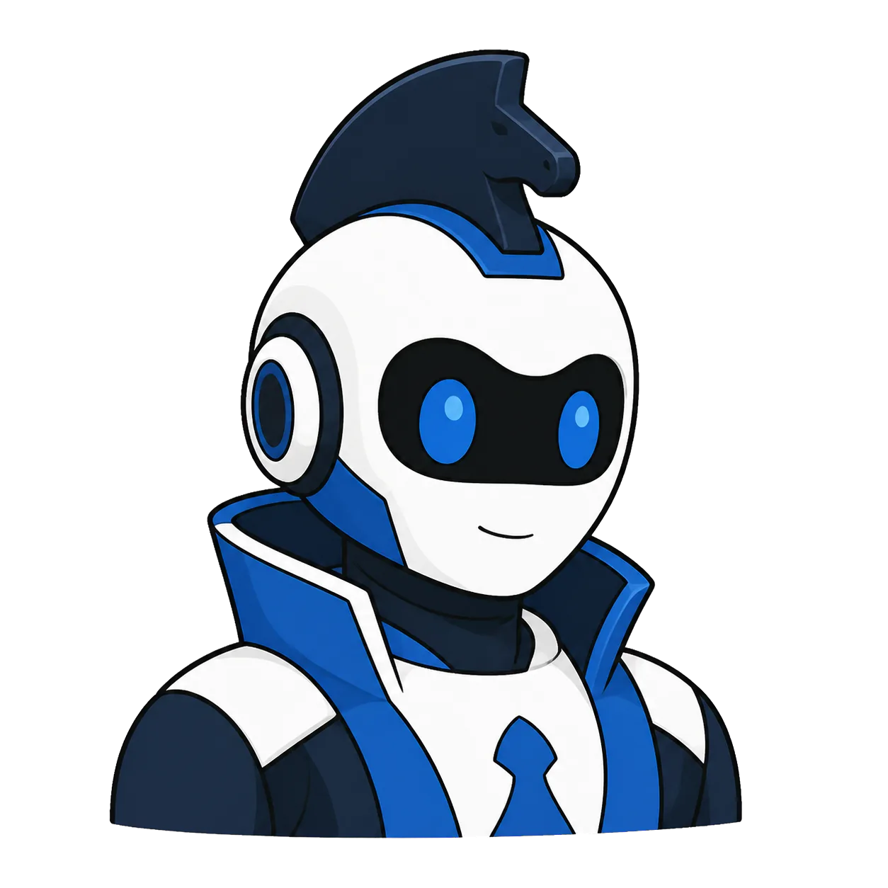 Friendly blue, white and black ChessDoctrine human-like chess bot
