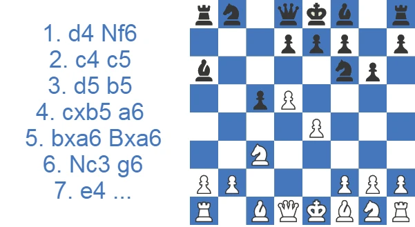 Gambito Benko aceptado - 7 e4