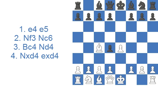 Blackburne-Shilling Gambit Declined - 4. Nxd4 exd4