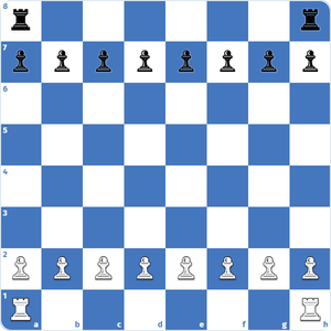 tablero con solo peones y torres colocados