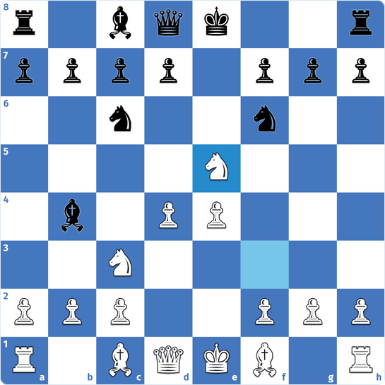 Four Knights Game puzzle 2: Black to play after 5.Nxe5