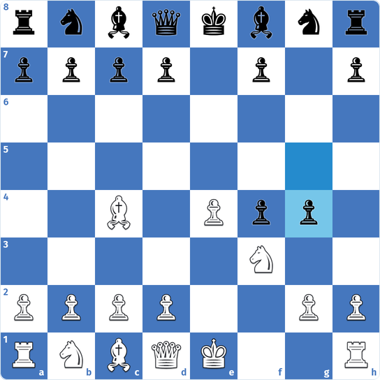 Ejercicio 2 del gambito de rey: juegan las blancas tras 4...g4