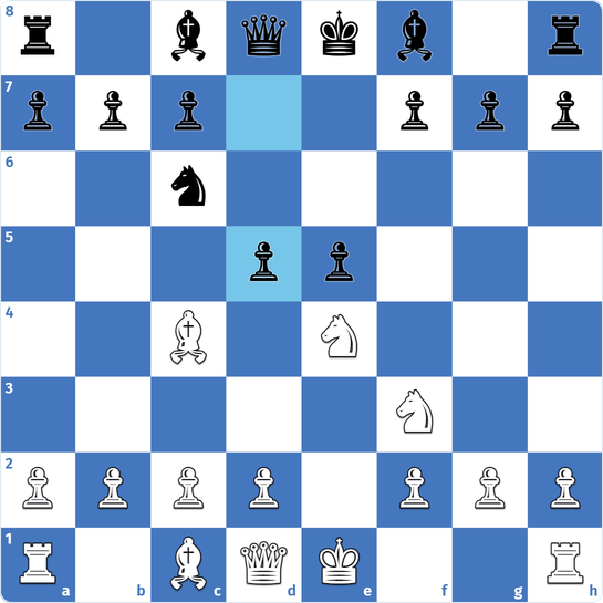 Four Knights Game puzzle 4: White to play after 5...d5