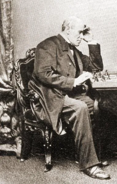 Adolf Anderssen seated in Breslau in 1863