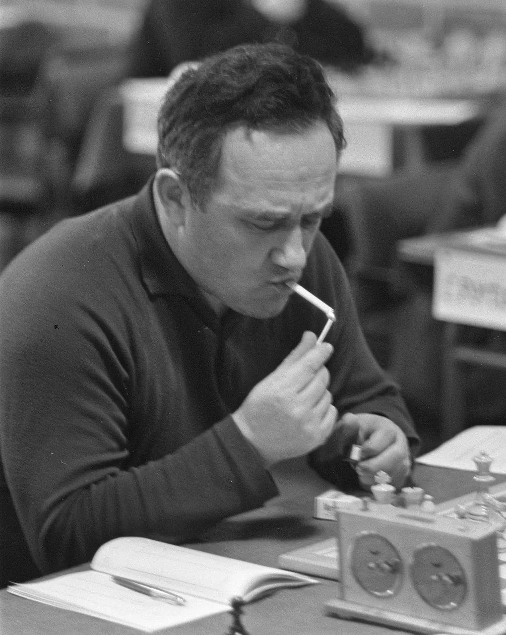 Efim Geller at a chessboard in 1969